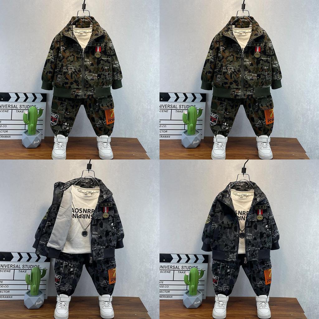 Trendiges Camouflage-Zweiteiler-Set für Jungen – Stilvolles, lässiges Herbstoutfit für Kinder von 3 bis 8 Jahren