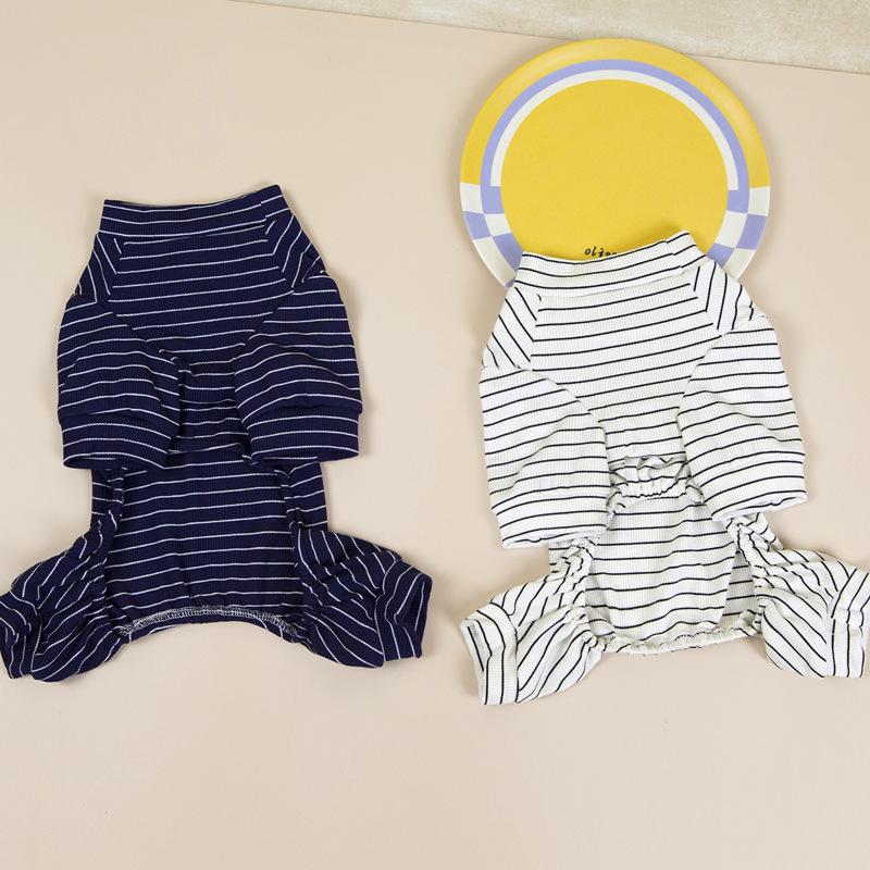 Stretch striped pet than bear teddy dog clothes spring and summer thin four-legged loungewear