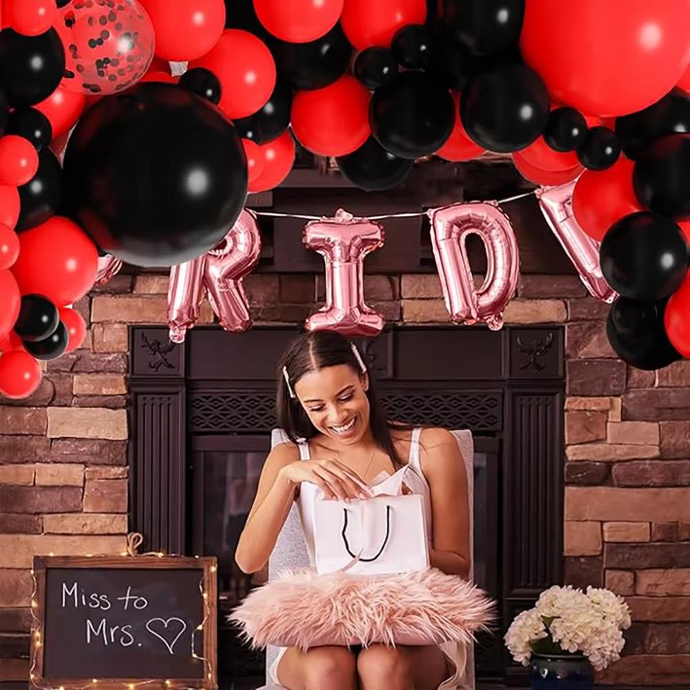 New Year Balloons Garland Black Red Confetti Ballon Arch Kit Birthday Party Baby Shower Wedding Decoration Graduation Decoration