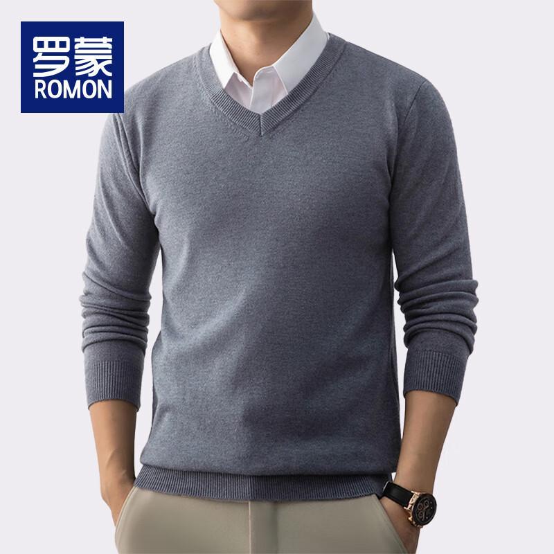 Romon Men's Thickened V-Neck Knit Sweater WLW8105