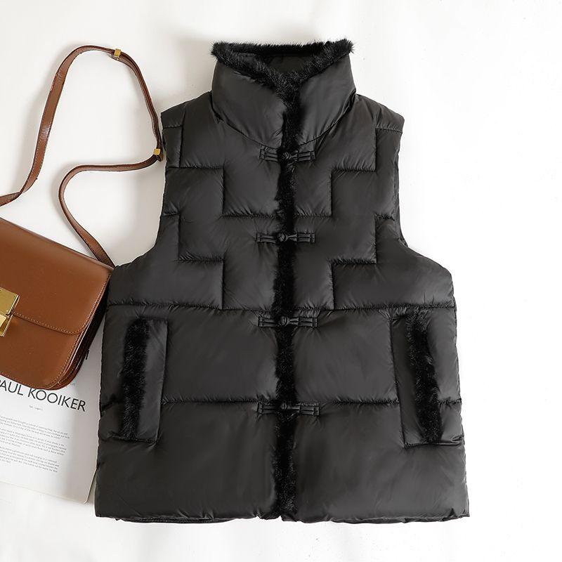 New Chinese-style Vest for Women, New Retro Buttoned Cotton Vest, Autumn and Winter Loose Waistcoat Vest Jacket