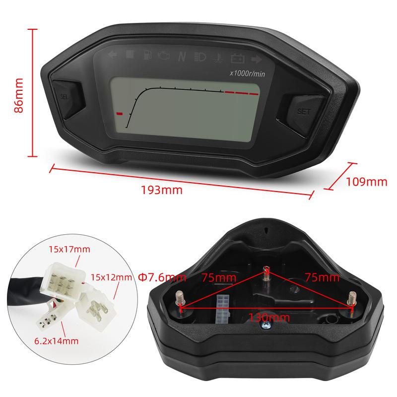 AD Motorcycle Instrument + Sensor Tachometer 10000 RPM Meter Dashboard Odometer KMH Speedometer With Alarm For KAWASAKI