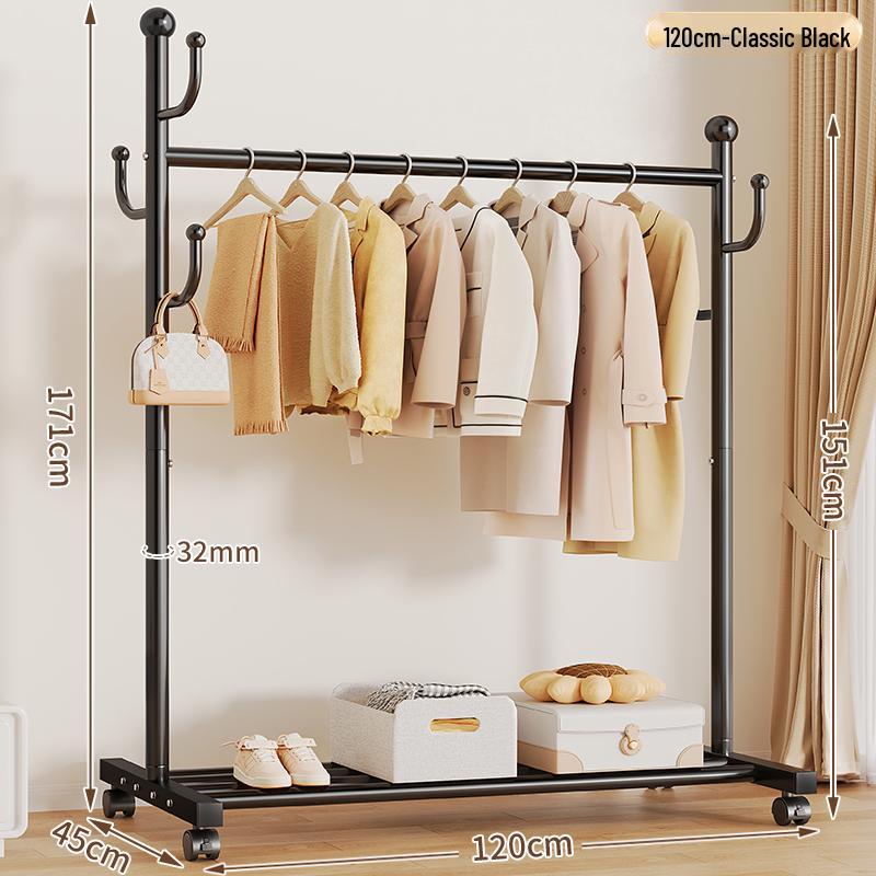 Mobile Floor-Standing Clothes Rack for Bedroom, Balcony, and Dorm – Indoor Hanging and Drying Solution.
