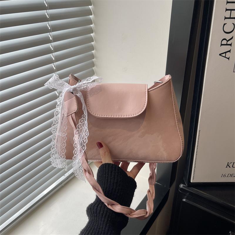 French Lace Tie Shoulder Bag, Elegant Women s Underarm Crossbody Bag, Stylish Daily Multifunctional Commuter Bag