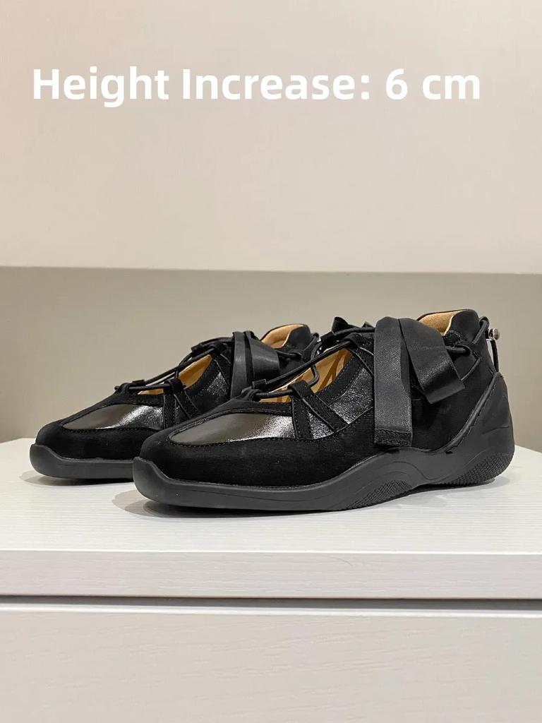 Ballet Sle Real Leather  Women's Increased Height Casual Function German Training oes with Ribbon Butterfl