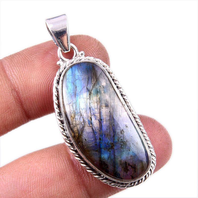 

Натуральный Лабрадорит Драгоценный Камень 925 Проба Чистое Стерлинговое Серебро Подарок Подвеска 1.75 r3c56