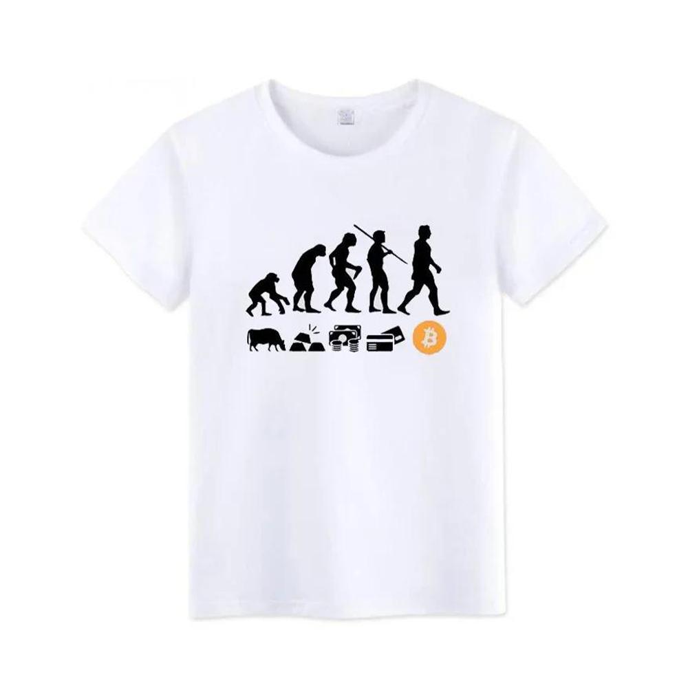 Musk Currency Evolution Same Bitcoin BTC Short Sleeve Tees Men's T-Shirt Coin Circle Stir Fried Bitcoin Cotton Clothing Tops