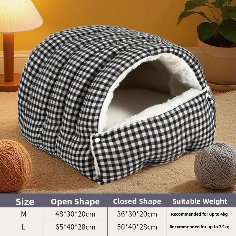 

Thiened Warm Winter House Semi-Closed Dog House Detachable Waable Pet Mat Se Feeling Pet Bed for s And Dogs M серый