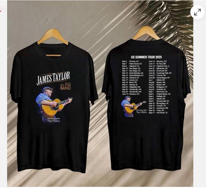 Tričko James Taylor Summer Tour 2025, Koncert Jamese Taylora 2025, Fanoušek Jamese Taylora