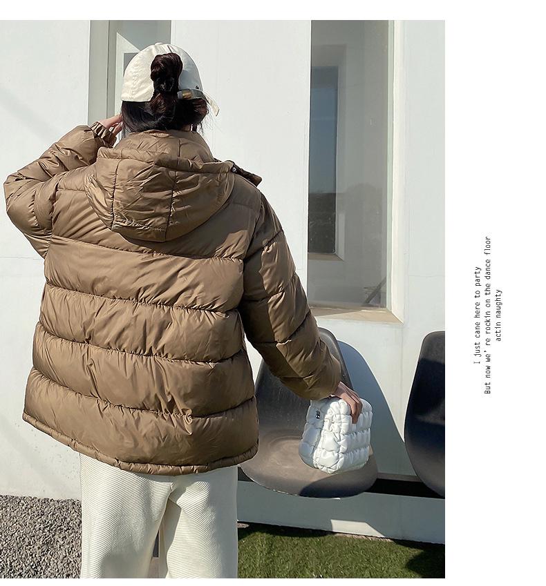 2023 Women's Autumn/Winter Korean-Style Hooded Down Cotton Coat - Small Size, Loose-Fit, Thick, Cotton-Padded Jacket