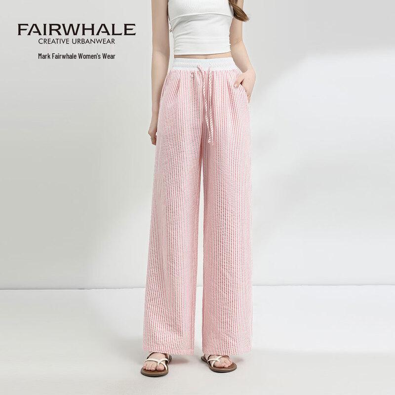 Mark Fairwhale Women's Striped Wide-Leg Casual Pants