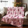 Cute Ladybug Soft Flannel Blanket Breathable Warm Throw for Office Car Sofa Kids Room Birthday Xmas Gift