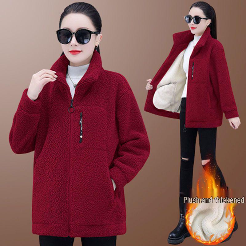 Women's Lambswool Fleece Jacket 2025: New Winter Style, Plus Velvet, Thick, Versatile, Loose-Fit, Plus Size, Stylish Top