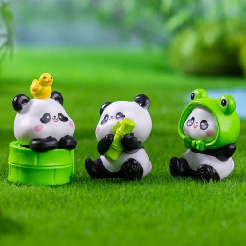 Quirkys Panda Sculptures Compactly Vehicle Dashboards Decorations Desktop Miniature Garden Design Animal Figures Display