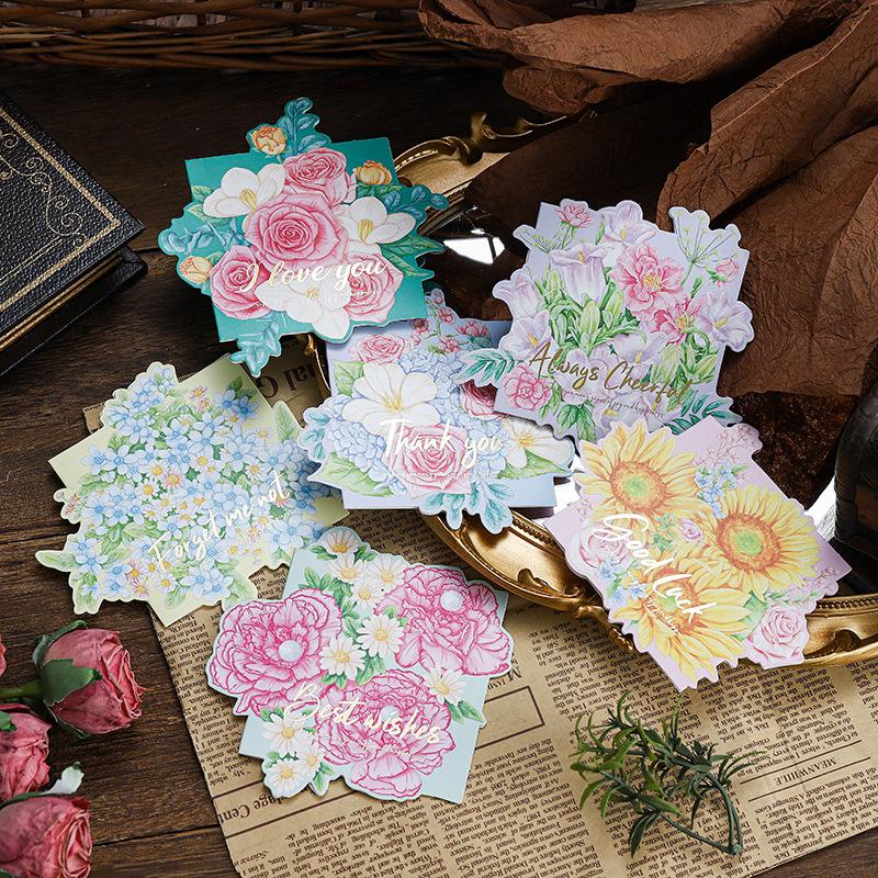 20pcs/set Mother's Day Greeting Cards Mini Size 8.2x8.2cm Floral Paper Blank Cards Thank You for Business Gift Card