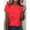 Summer Trend Simple Temperament Love Print Round Neck Short Sleeved T-shirt