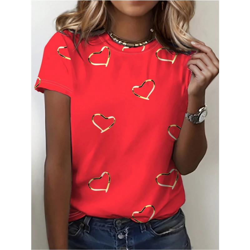 

Літній тренд Проста темпераментна футболка з круглим вирізом та короткими рукавами з принтом Love S