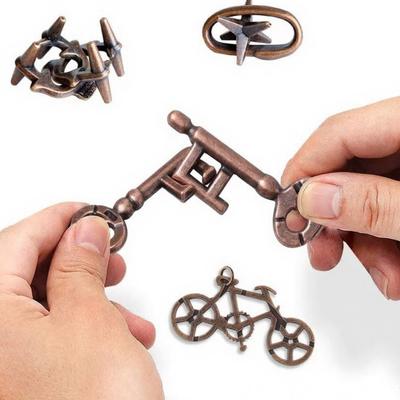 4Pcs Metal Brain Teaser Puzzle Lock Educational 3D Lock Game Kids Adults Mind Logic IQ Test Unlock Interlock Toy Toddlers Boys Girls Gift