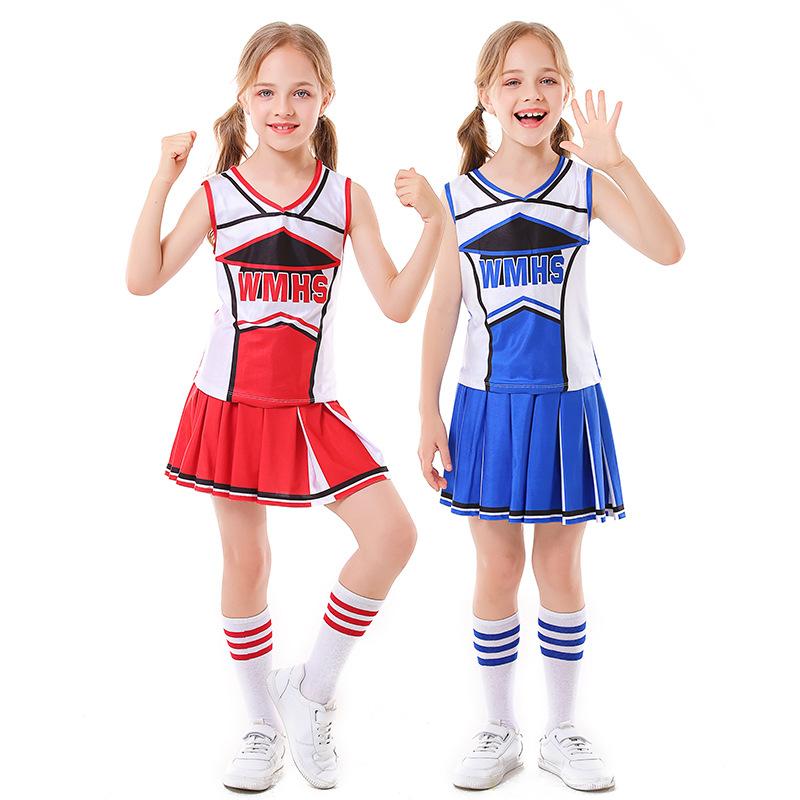 Kids Girls Cheerleaders Cheerleading Football Baby Top Skirt Sets Children Christmas New Year Halloween Cosplay Costumes Performance Role Play Outfit