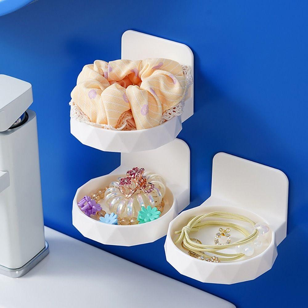 Space-saving Shampoo Storage Rack White Earring Storage Shelf Convenient Mouthwash Cup Bathroom