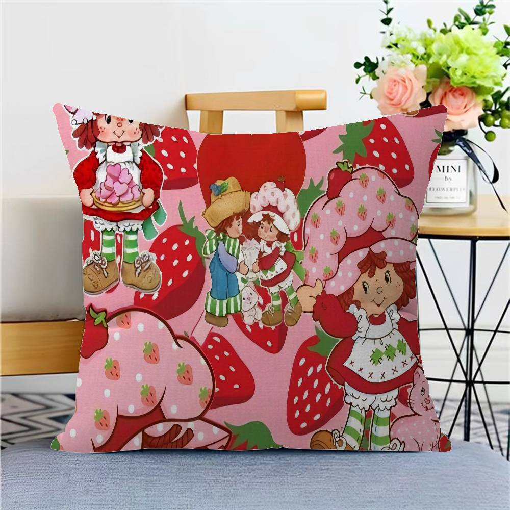 S-Strawberry Cartoon S-Shortcake Girl 45*45cm Cushion Cover Pillow Cover Decor Pillowcase Home Pillowcase For Couch Pillow
