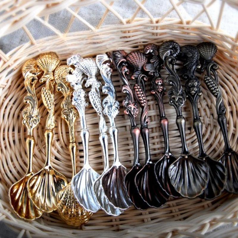 3Pcs/Pack Vintage Coffee Spoon Elegant Stirring Spoon for Tea and Coffee Perfect Gift for Wedding Ocean Theme