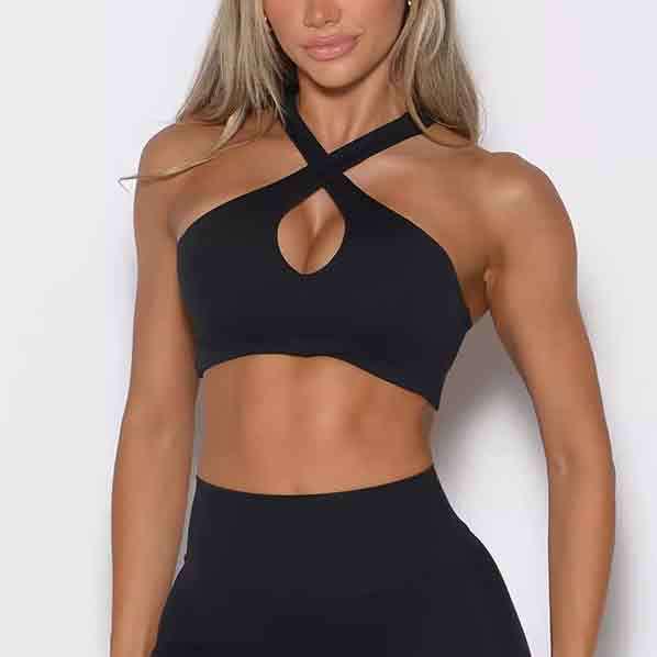 Women s Outdoor Running Fitness Yoga Halter Top - Sexy Cross Back Sports Bra Vest