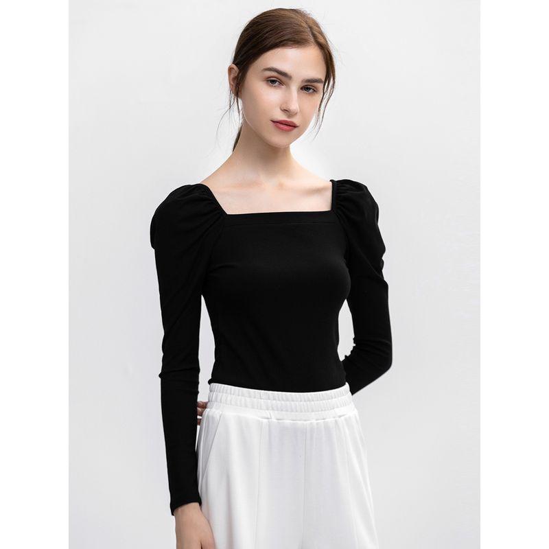 and American Fashion Modal Collarbone Square Collar Long sleeve Women 2025 Spring and Autumn New Slimming Sexy T-shirt Bottoming Shirt Fashion