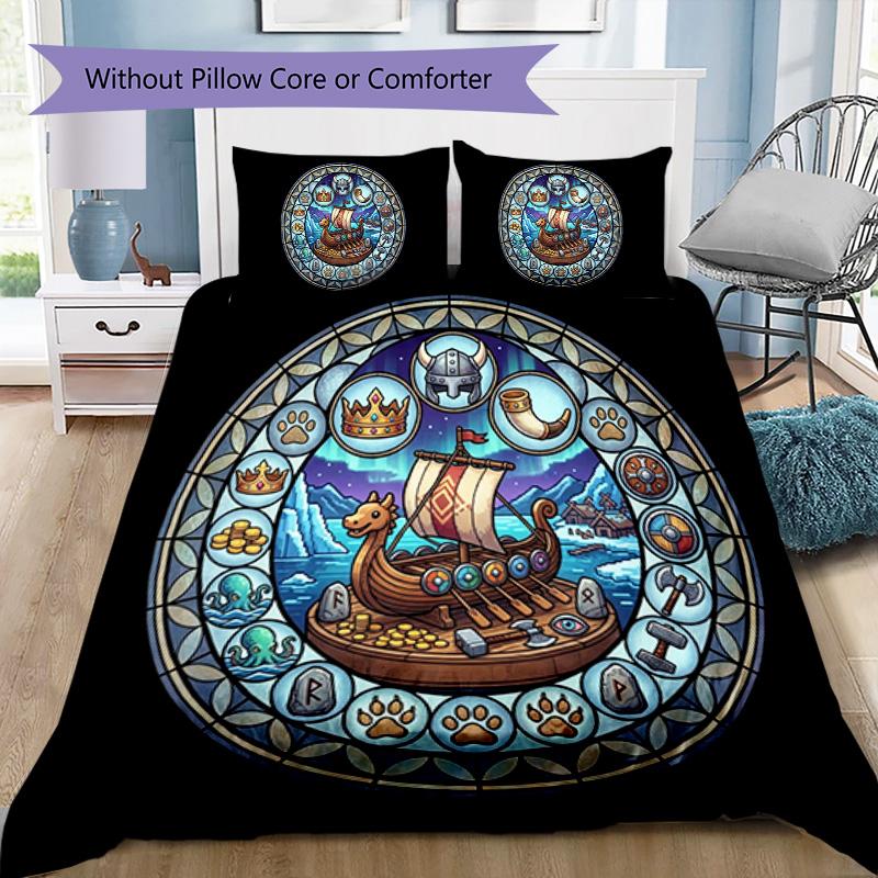 Ship Legend Pattern Bedding,Quilt Set Quilt Cover Pillowcase Home Birthday Gift (1*duvet cover+2*pillowcase,without core)