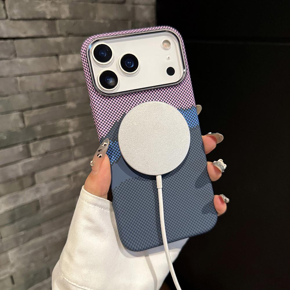 Luxury Premium Carbon Fiber Case For iPhone 17 Air 16 15 14 Pro Max Plus For Magnetic Patterned Alloy Lens Frame Protect Cover