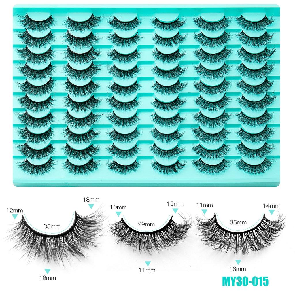 30 Pairs 6D Faux Mink Lashes Fluffy Soft Wispy Natural Eyelashes Extension Reusable Wholesale Female Makeup
