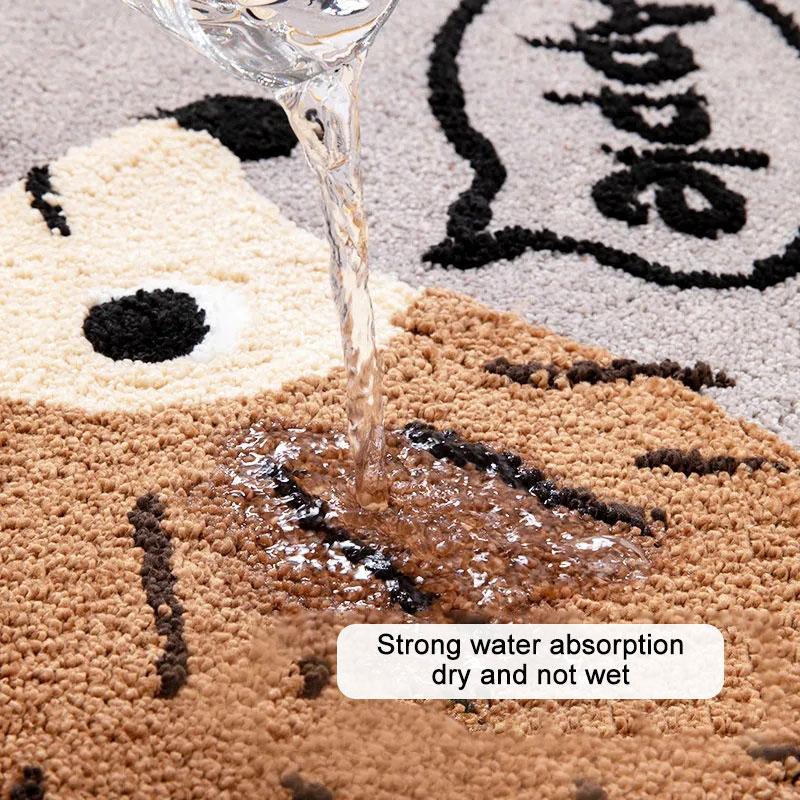 Floor Rug Door Mats Cute Animal Embroidery Bathroom Door Absorbent Pads Toilet Indoor Anti Slip Mats Welcome Mat