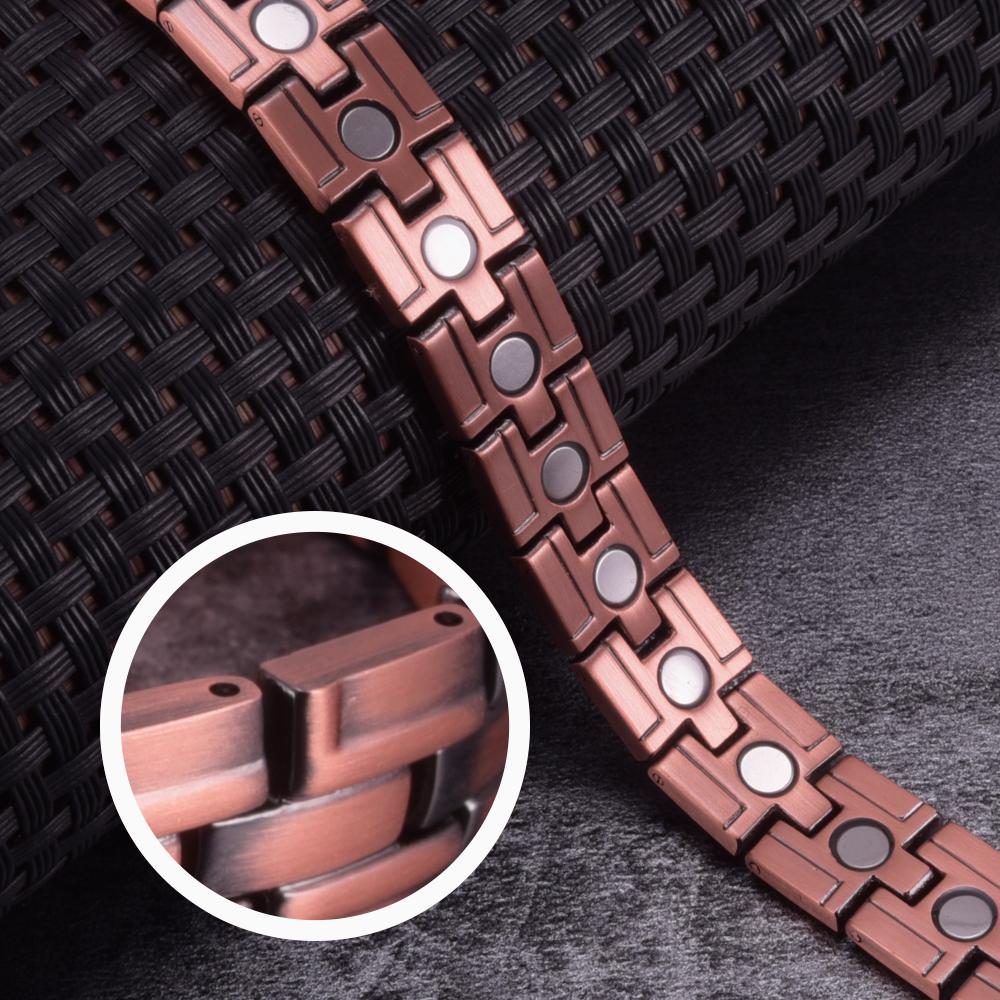 Brățară magnetică Ikuinen Brațară magnetică din cupru pur Brățară magnetică cu lanț pentru bărbați Brățări din cupru pentru bărbați