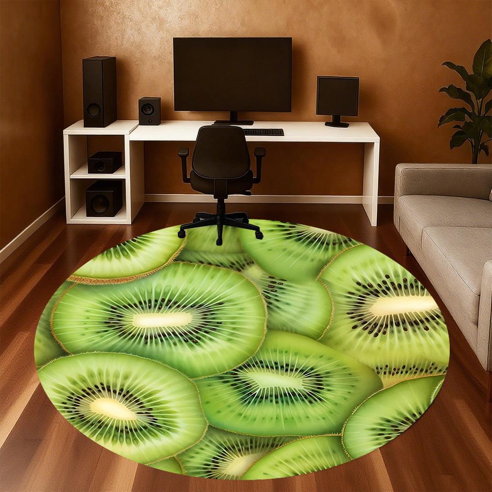 1pc Kiwi Fruit Slices Round Chair Mat Area Rug - Non-Slip, Floor Mat for Office, Bedroom, and Indoor Decor C1125869
