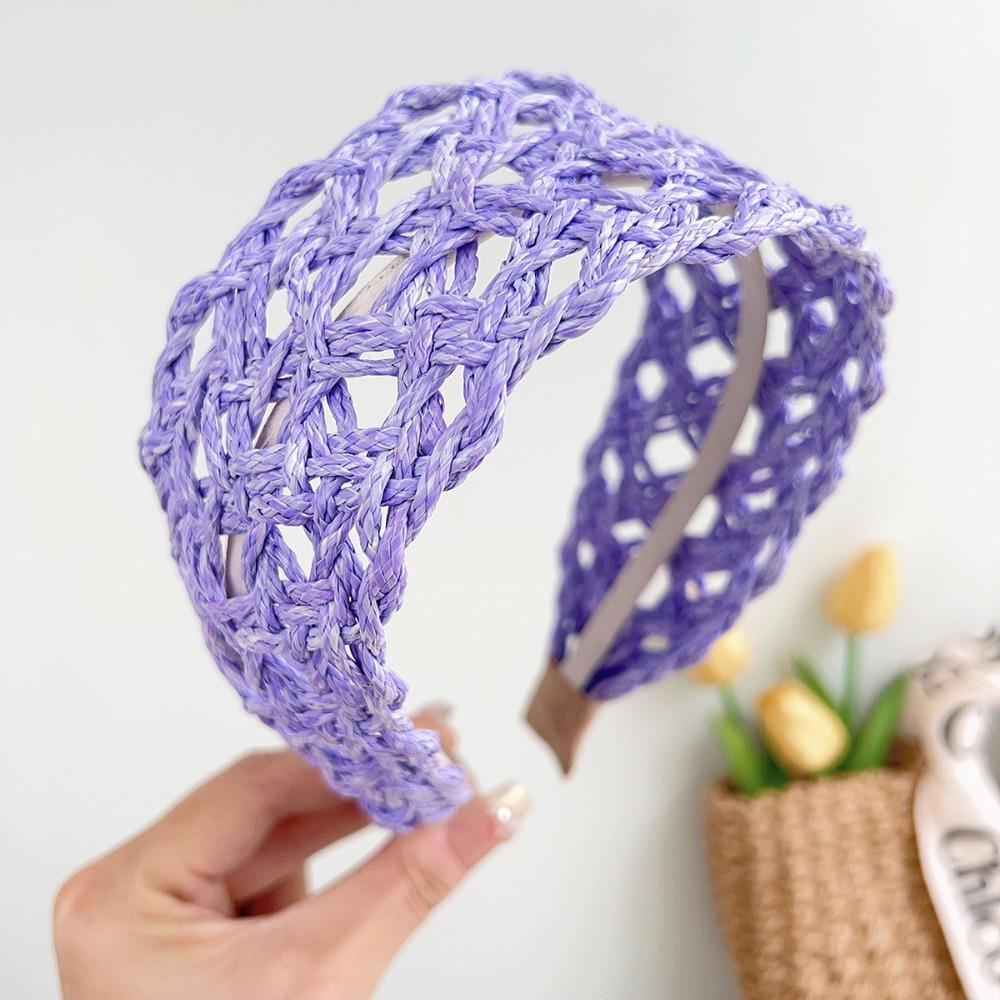 Elegant Woven Headband Wide Side Raffia Hairband Versatile Wide Brim Hairband  Holiday Style