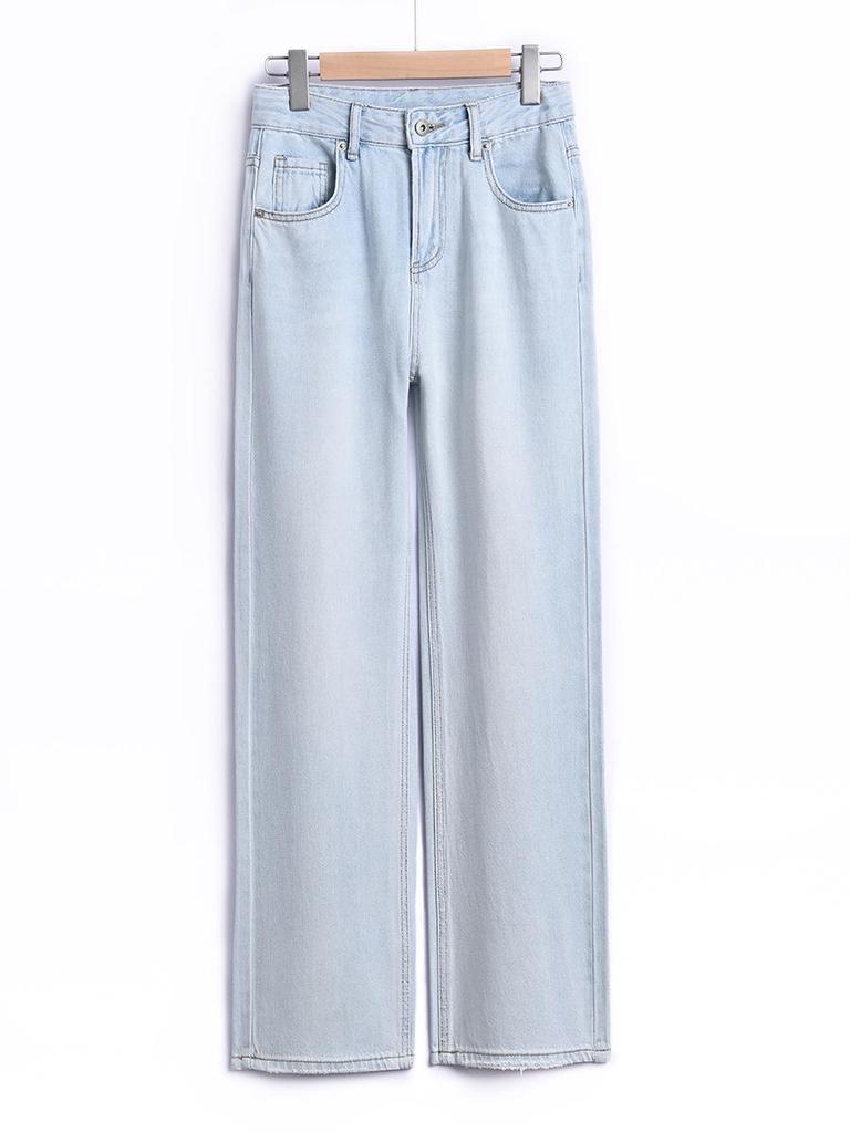 Lyocell Ice Silk Summer Jeans - Moonlight Blue Wide Leg Women's Straight Pants