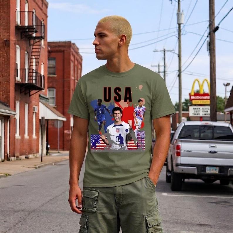 USA Soccer T-Shirt | Patriotic Red White Blue Football Tee S