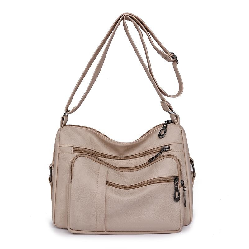 Retro Women's Shoulder Bag Solid Color Multi Pocket Storage for Middle-aged and Elderly Mothers Crossbody Bag Small Square Bag