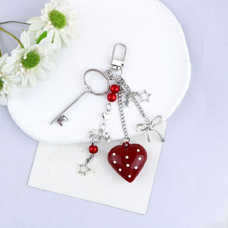 Pingente Multifuncional de Coração com Laço Porta-Chaves Portátil para Mulheres Estilosas Acessório Prático para Bolsa para Uso Diário