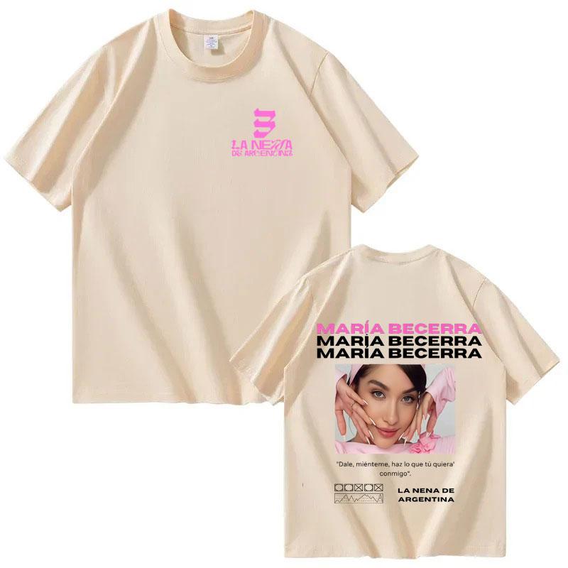 Singer Maria Becerra 2025 Tour Fashion Streetwear Oversized Tshrit Mens Womens Shortsleeved Tee Pop Aesthetic Casual Cozy Tops