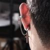 Punk Cross No Pierced Chain Tassel Korean Stud Earrings Men Ear Cuff Dangle Earrings Women Ear Clip
