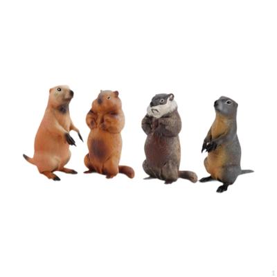 4Pcs Groundhogs Action Figures Educational Toy Desktop Decor Animal Statues Simulated Model