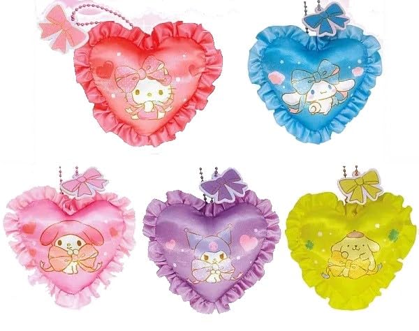 

Sanrio Characters Heart Cushion Mascot Set of 5 (Gacha)