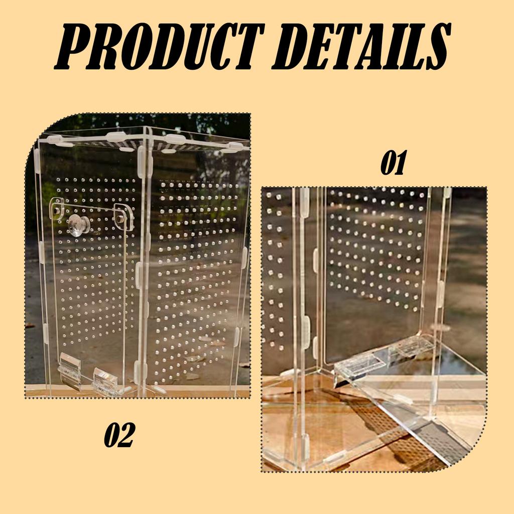 Transparent Acrylic Jumping Spider Enclosure Mantises Terrarium Geckos Insect Breeding Box for Small Animals Hatching Case