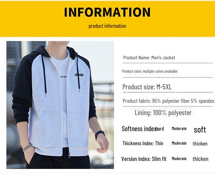 Jeep Men's Spring/Autumn Windproof Hooded Jacket