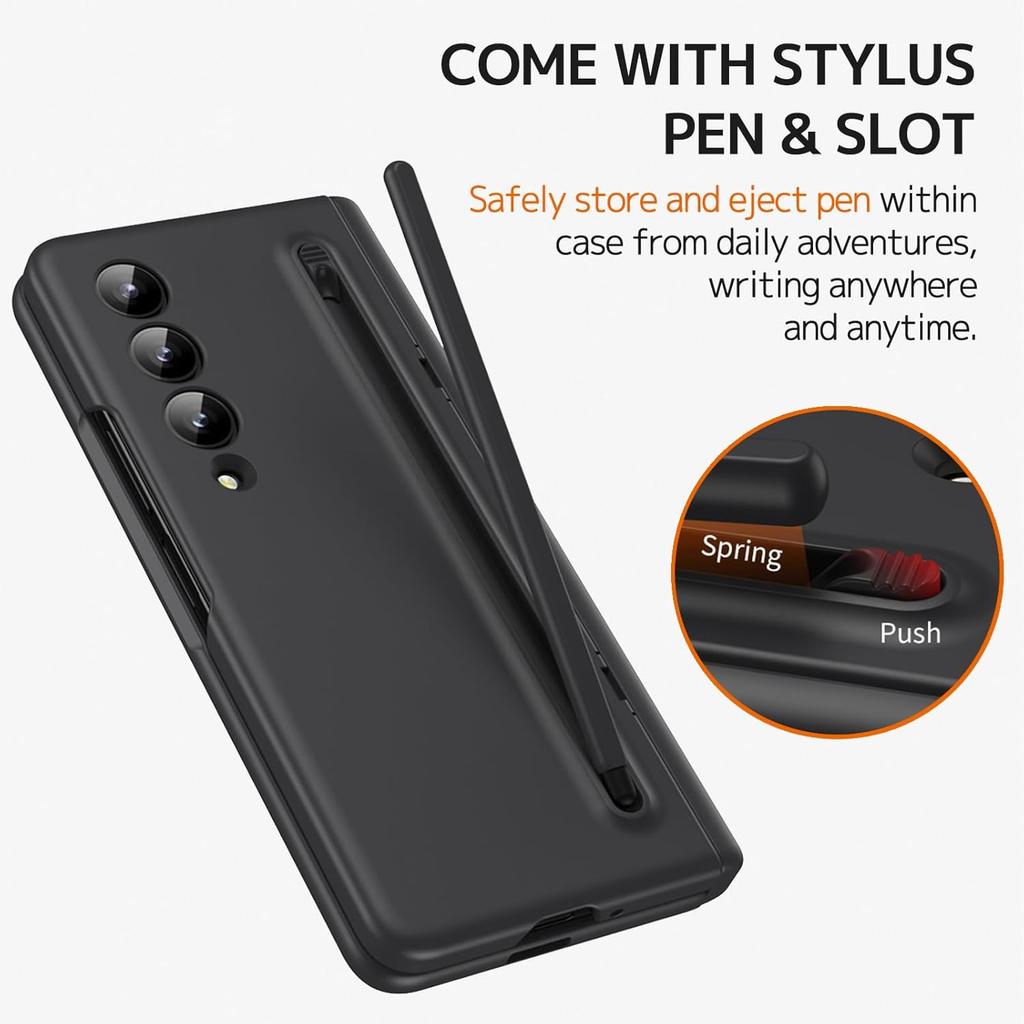 NINKI Compatible Samsung Galaxy Z Fold 3 Case with S Pen Holder and S Pen,Kickstand Hinge Protection Case for Samsung Z Fold 3 Case Screen