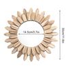 Wooden Mirror for Wall Round Wall Decor Decorative Sunflower Hangable Wooden Mirror for Dining Bathroom Living Room Hallway