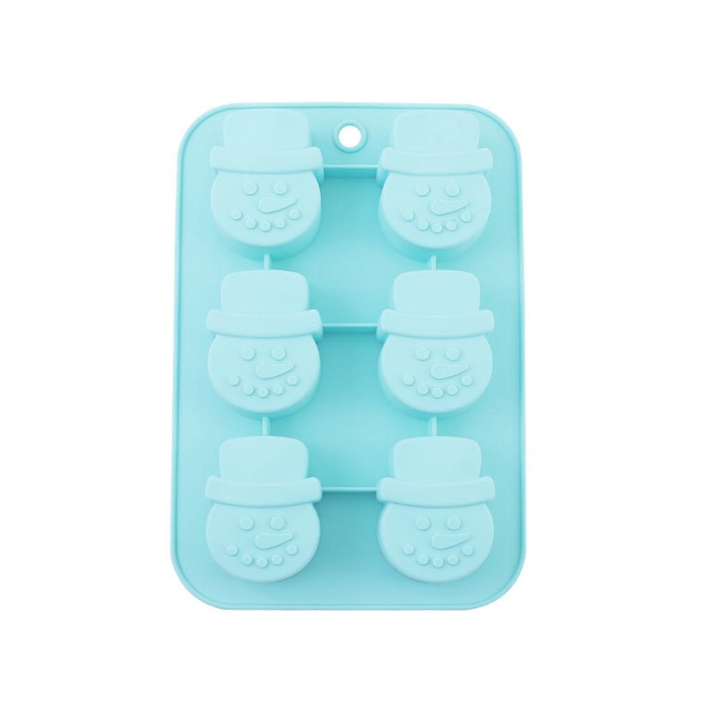Silicone Snowman Mold 6 Cavity Cake Mold Flexible Non-Stick Snowman Shape Baking Mold for Chocolate Candy Ice Cube Mold