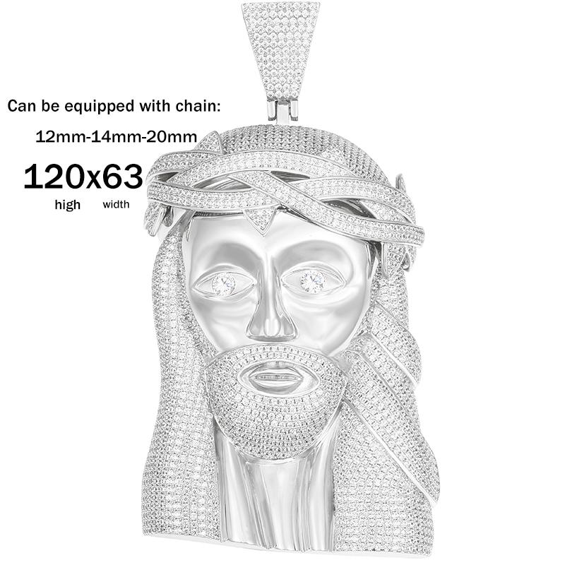 Super Große Goldene Farbe Jesus Kupfer Iced Out Zirkonia Anhänger Halskette Für Männer Hip Hop Schmuck Dropshipping Only Pendant&18inch white