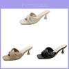 Summer Slipon High Heels With Pu Upper For Casual Womens Footwear